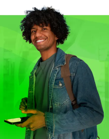 Estudante sorrindo